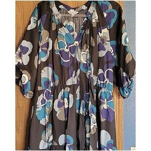 New Ophelia Roe Women Size XL Midi Dress Gathered Waist Belt Cruise Vacay Modest